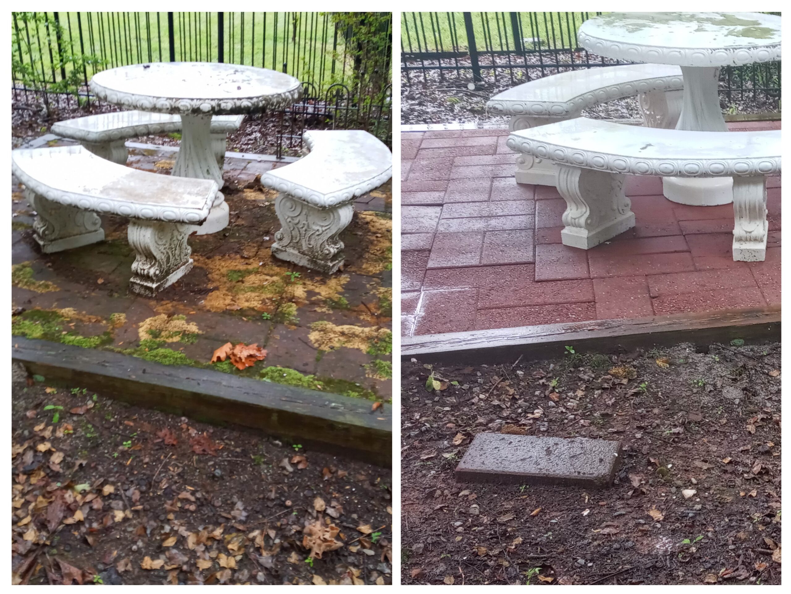 Surface pressure washing before and after